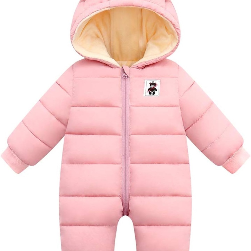 Pink Hooded Baby Snowsuit